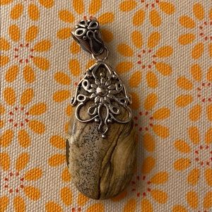 Vintage Stone and silver necklace pendant
